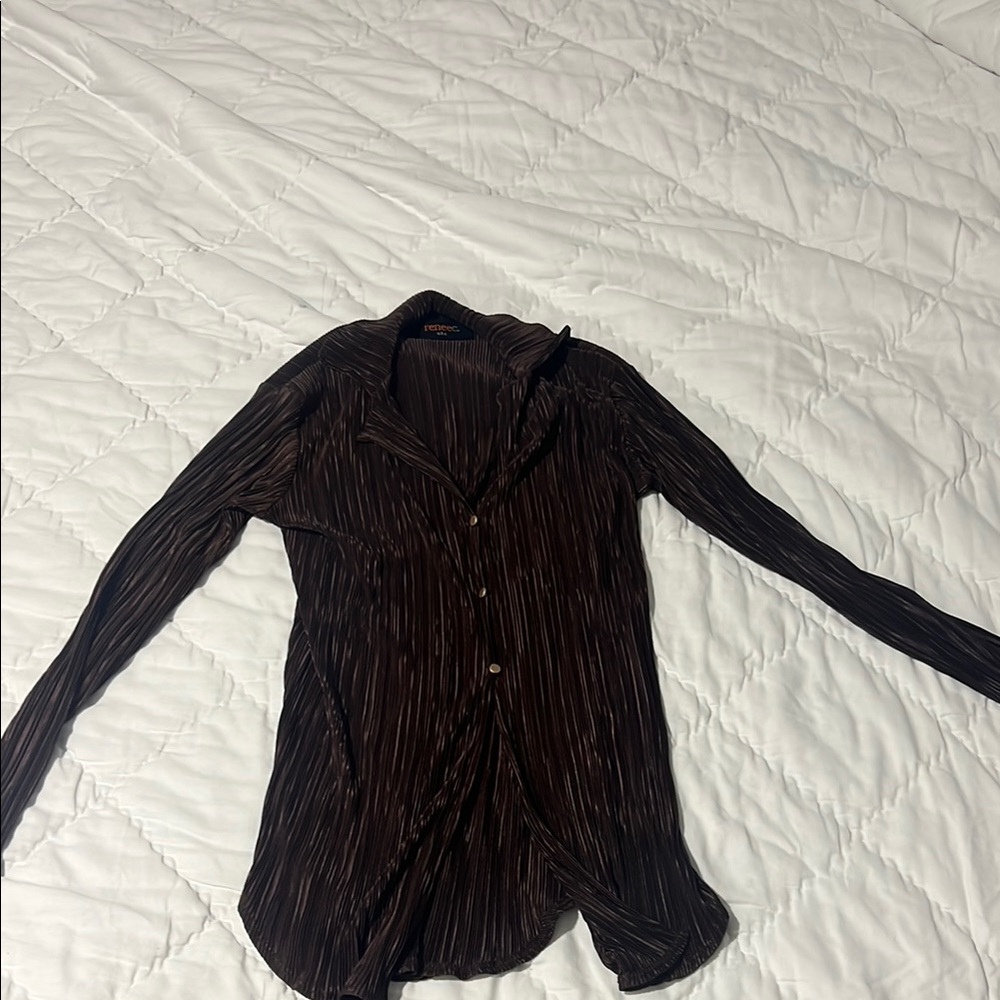 Brown Ribbed Women's Top